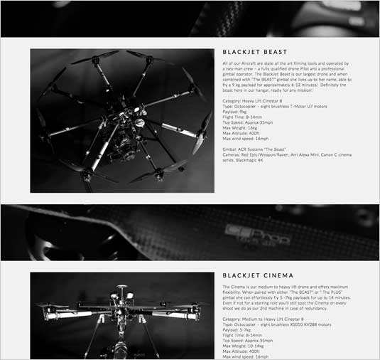 Black Jet Films Responsive Wordpress website what we do page